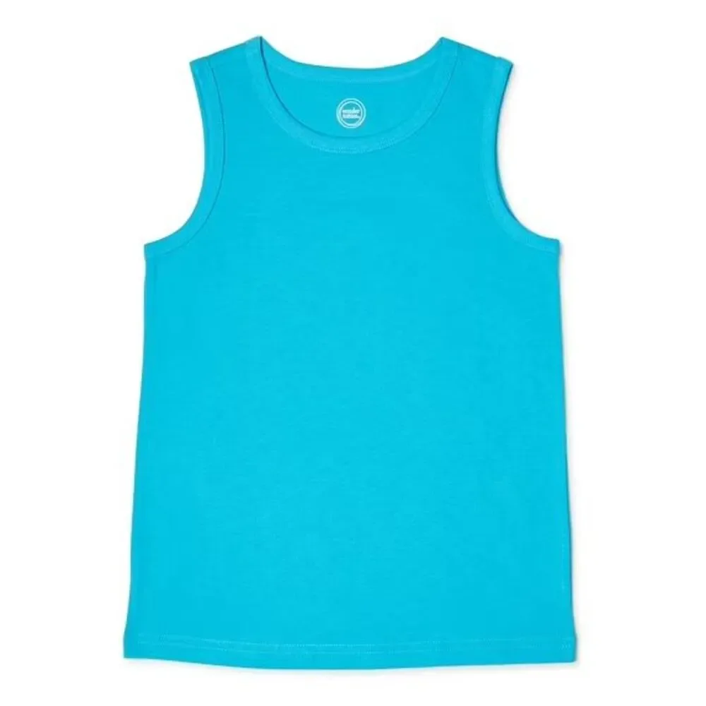 Wonder Nation Boys Kid Tough Solid Crew Neck Tank Top Size XXL/2XG (18) Blue